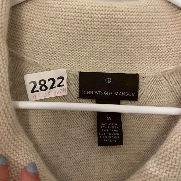 Fenn Wright Manson Womens Ivory Pullover Sweater Medium Knitted Angora Wool - Picture 2 of 7